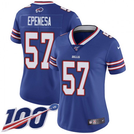 Nike Bills #57 A.J. Epenesas Royal Blue Team Color Women's Stitched NFL 100th Season Vapor Untouchable Limited Jersey