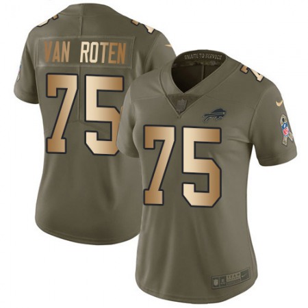 Nike Bills #75 Greg Van Roten Olive/Gold Women's Stitched NFL Limited 2017 Salute To Service Jersey