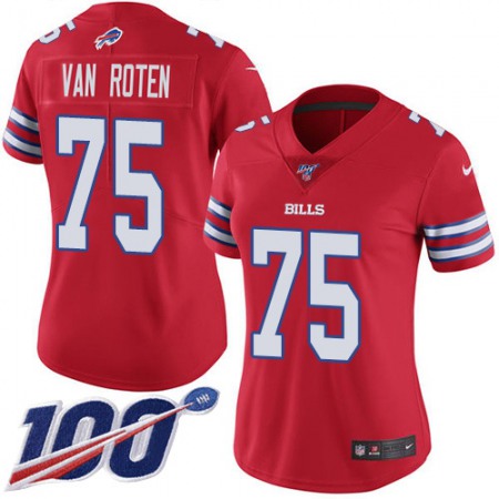 Nike Bills #75 Greg Van Roten Red Women's Stitched NFL Limited Rush 100th Season Jersey