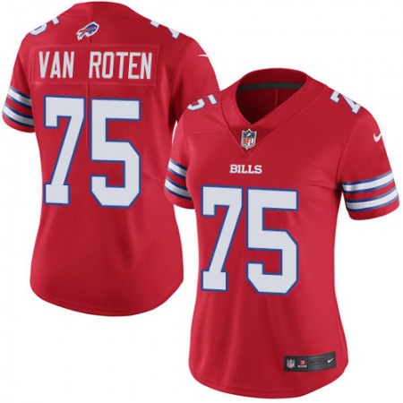 Nike Bills #75 Greg Van Roten Red Women's Stitched NFL Limited Rush Jersey