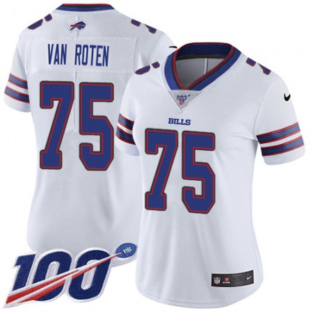 Nike Bills #75 Greg Van Roten White Women's Stitched NFL 100th Season Vapor Untouchable Limited Jersey