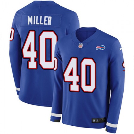 Nike Bills #40 Von Miller Royal Blue Team Color Youth Stitched NFL Limited Therma Long Sleeve Jersey