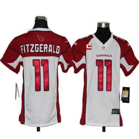 Nike Cardinals #11 Larry Fitzgerald White With C Patch Youth Stitched NFL Elite Jersey