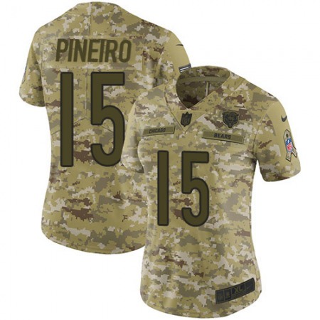 Nike Bears #15 Eddy Pineiro Camo Women's Stitched NFL Limited 2018 Salute to Service Jersey