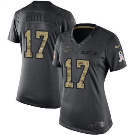 Nike Bears #17 Tim Boyle Black Women's Stitched NFL Limited 2016 Salute to Service Jersey