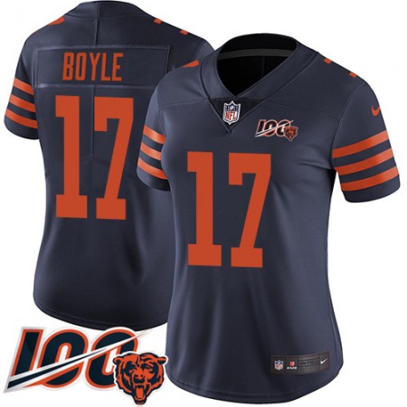 Nike Bears #17 Tim Boyle Navy Blue Alternate Women's Stitched NFL 100th Season Vapor Limited Jersey