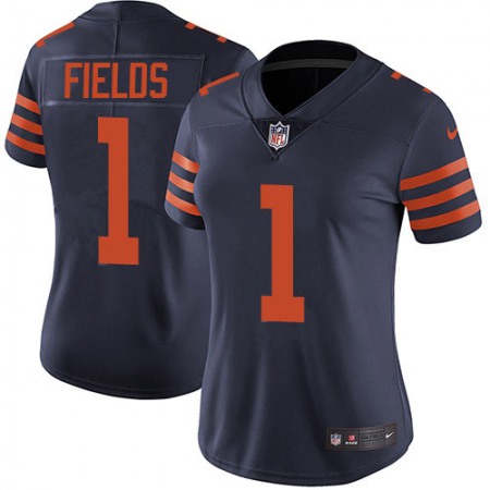 Nike Bears #1 Justin Fields Navy Blue Alternate Women's Stitched NFL Vapor Untouchable Limited Jersey