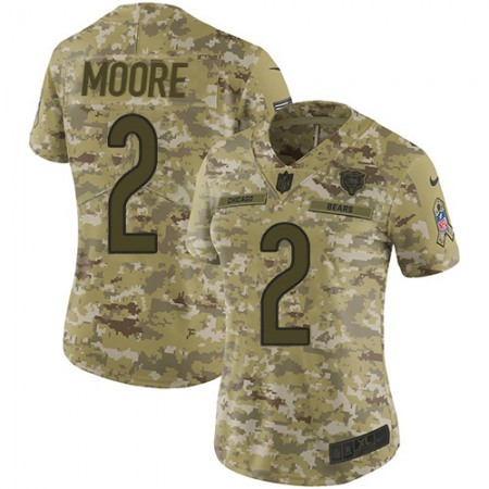 Nike Bears #2 D.J. Moore Camo Women's Stitched NFL Limited 2018 Salute To Service Jersey