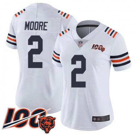 Nike Bears #2 D.J. Moore White Women's Stitched NFL 100th Season Vapor Limited Jersey