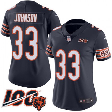 Nike Bears #33 Jaylon Johnson Navy Blue Team Color Women's Stitched NFL 100th Season Vapor Untouchable Limited Jersey