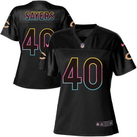 Nike Bears #40 Gale Sayers Black Women's NFL Fashion Game Jersey