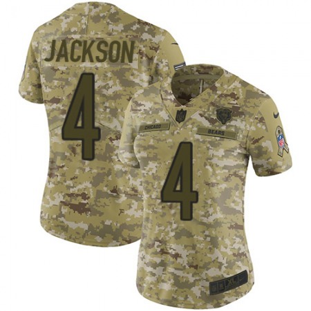 Nike Bears #4 Eddie Jackson Camo Women's Stitched NFL Limited 2018 Salute To Service Jersey