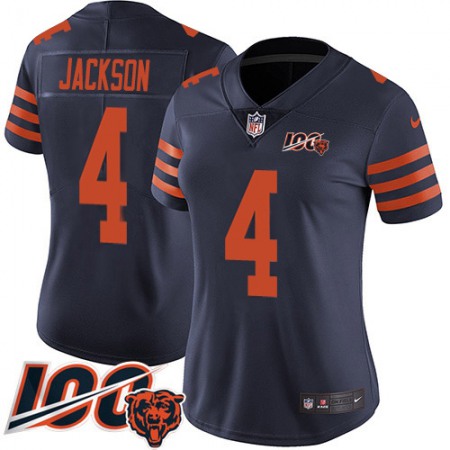 Nike Bears #4 Eddie Jackson Navy Blue Alternate Women's Stitched NFL 100th Season Vapor Limited Jersey