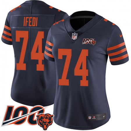 Nike Bears #74 Germain Ifedi Navy Blue Alternate Women's Stitched NFL 100th Season Vapor Untouchable Limited Jersey