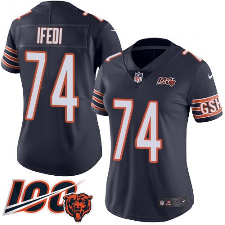 Nike Bears #74 Germain Ifedi Navy Blue Team Color Women's Stitched NFL 100th Season Vapor Untouchable Limited Jersey