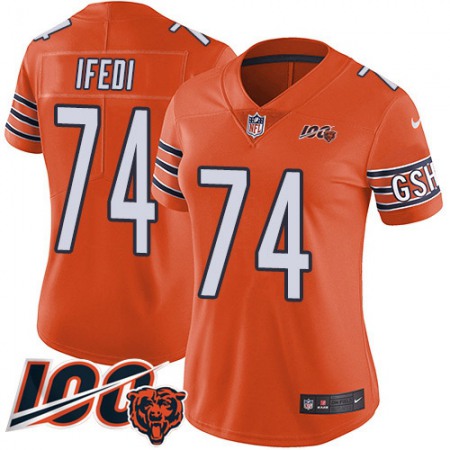 Nike Bears #74 Germain Ifedi Orange Women's Stitched NFL Limited Rush 100th Season Jersey