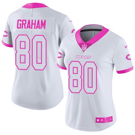 Nike Bears #80 Jimmy Graham White/Pink Women's Stitched NFL Limited Rush Fashion Jersey