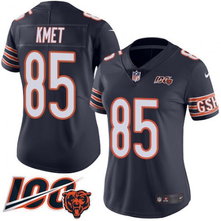 Nike Bears #85 Cole Kmet Navy Blue Team Color Women's Stitched NFL 100th Season Vapor Untouchable Limited Jersey