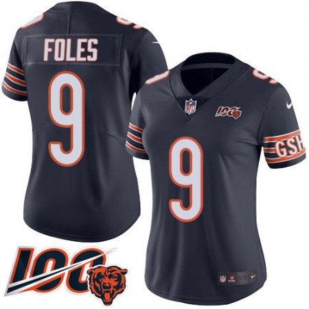 Nike Bears #9 Nick Foles Navy Blue Team Color Women's Stitched NFL 100th Season Vapor Untouchable Limited Jersey