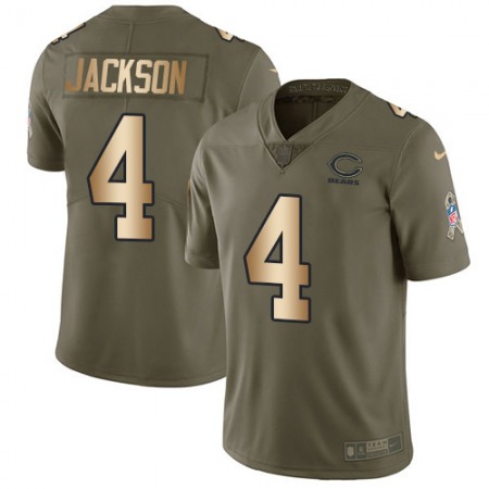 Nike Bears #4 Eddie Jackson Olive/Gold Youth Stitched NFL Limited 2017 Salute To Service Jersey