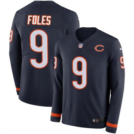 Nike Bears #9 Nick Foles Navy Blue Team Color Youth Stitched NFL Limited Therma Long Sleeve Jersey