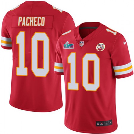 Nike Chiefs #10 Isiah Pacheco Red Team Color Super Bowl LVII Patch Youth Stitched NFL Vapor Untouchable Limited Jersey