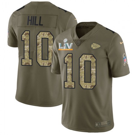 Nike Chiefs #10 Tyreek Hill Olive/Camo Youth Super Bowl LV Bound Stitched NFL Limited 2017 Salute To Service Jersey