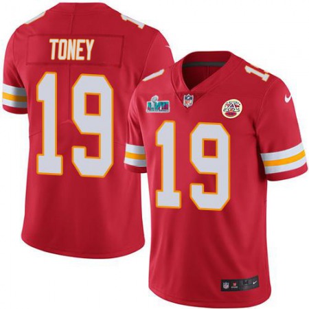 Nike Chiefs #19 Kadarius Toney Red Team Color Super Bowl LVII Patch Youth Stitched NFL Vapor Untouchable Limited Jersey