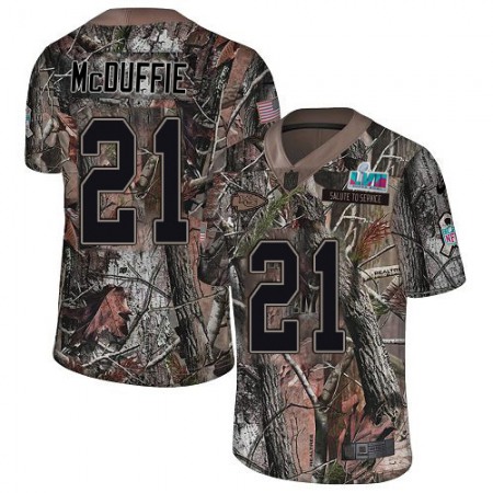 Nike Chiefs #21 Trent McDuffie Camo Super Bowl LVII Patch Youth Stitched NFL Limited Rush Realtree Jersey