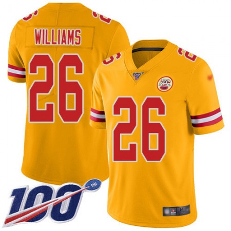 Nike Chiefs #26 Damien Williams Gold Youth Stitched NFL Limited Inverted Legend 100th Season Jersey