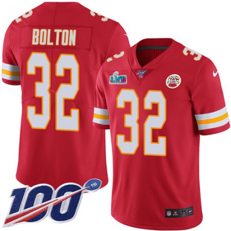 Nike Chiefs #32 Nick Bolton Red Team Color Super Bowl LVII Patch Youth Stitched NFL 100th Season Vapor Limited Jersey