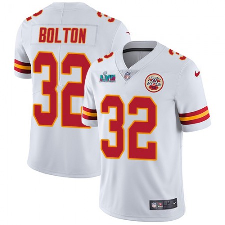 Nike Chiefs #32 Nick Bolton White Super Bowl LVII Patch Youth Stitched NFL Vapor Untouchable Limited Jersey