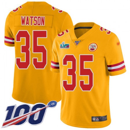 Nike Chiefs #35 Jaylen Watson Gold Super Bowl LVII Patch Youth Stitched NFL Limited Inverted Legend 100th Season Jersey