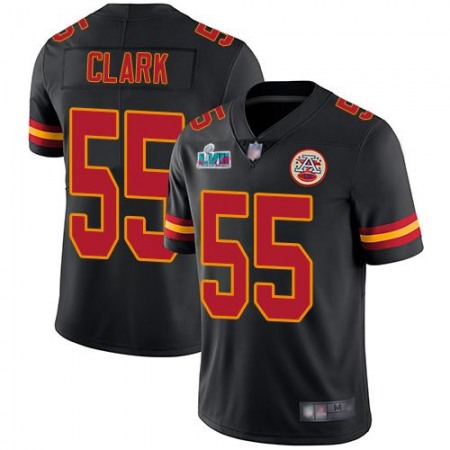 Nike Chiefs #55 Frank Clark Black Super Bowl LVII Patch Youth Stitched NFL Limited Rush Jersey