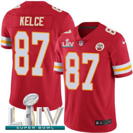 Nike Chiefs #87 Travis Kelce Red Super Bowl LIV 2020 Team Color Youth Stitched NFL Vapor Untouchable Limited Jersey