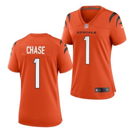 Cincinnati Bengals #1 Ja'Marr Chase Orange Nike Women's Game Jersey