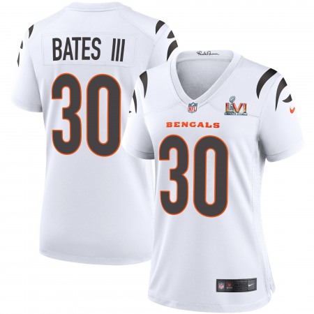 Cincinnati Bengals #30 Jessie Bates White Super Bowl LVI Patch Nike Women's Game Jersey