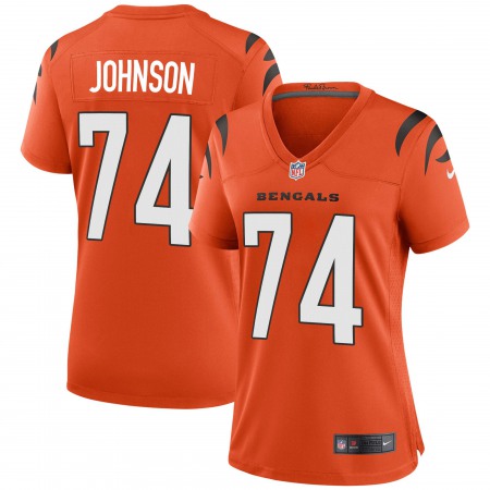 Cincinnati Bengals #74 Fred Johnson Orange Nike Women's Game Jersey