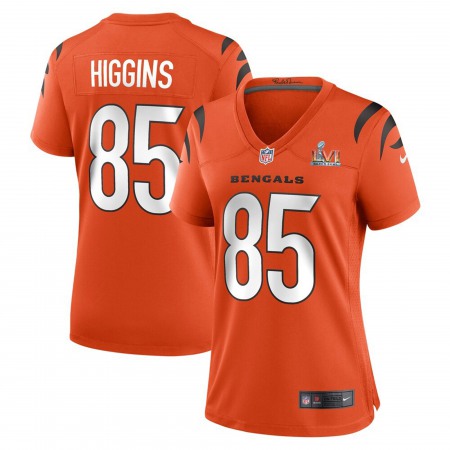 Cincinnati Bengals #85 Tee Higgins Orange Super Bowl LVI Patch Nike Women's Game Jersey