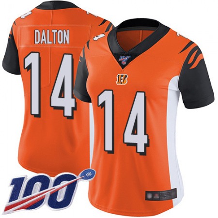 Nike Bengals #14 Andy Dalton Orange Alternate Women's Stitched NFL 100th Season Vapor Limited Jersey