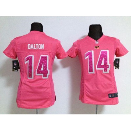 Nike Bengals #14 Andy Dalton Pink Sweetheart Women's Stitched NFL Elite Jersey