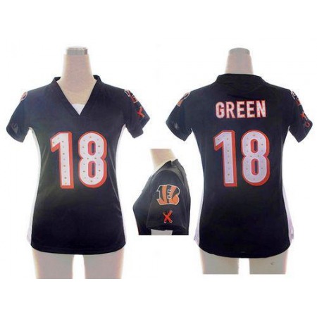 Nike Bengals #18 A.J. Green Black Team Color Draft Him Name & Number Top Women's Stitched NFL Elite Jersey