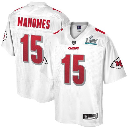 Youth Kansas City Chiefs #15 Patrick Mahomes NFL Pro Line White Super Bowl LIV Champions Jersey