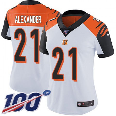 Nike Bengals #21 Mackensie Alexander White Women's Stitched NFL 100th Season Vapor Untouchable Limited Jersey