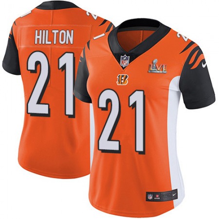 Nike Bengals #21 Mike Hilton Orange Alternate Super Bowl LVI Patch Women's Stitched NFL Vapor Untouchable Limited Jersey