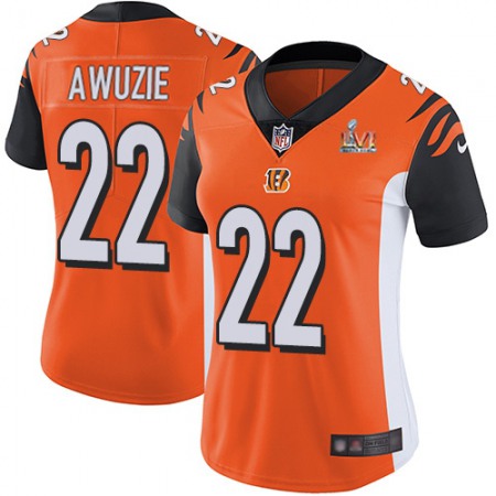 Nike Bengals #22 Chidobe Awuzie Orange Alternate Super Bowl LVI Patch Women's Stitched NFL Vapor Untouchable Limited Jersey