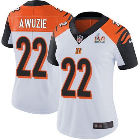 Nike Bengals #22 Chidobe Awuzie White Super Bowl LVI Patch Women's Stitched NFL Vapor Untouchable Limited Jersey