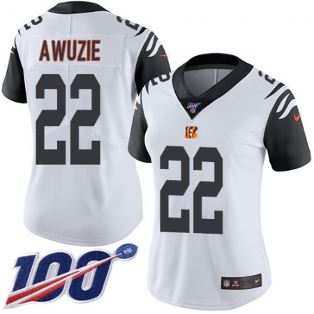 Nike Bengals #22 Chidobe Awuzie White Women's Stitched NFL Limited Rush 100th Season Jersey