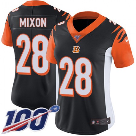 Nike Bengals #28 Joe Mixon Black Team Color Women's Stitched NFL 100th Season Vapor Untouchable Limited Jersey