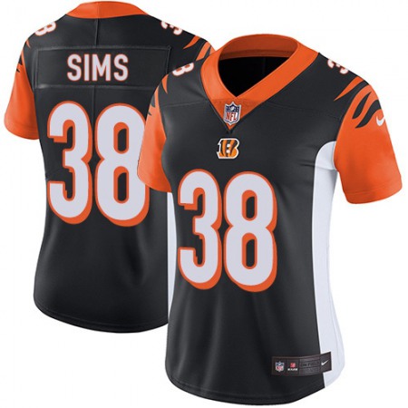 Nike Bengals #38 LeShaun Sims Black Team Color Women's Stitched NFL Vapor Untouchable Limited Jersey